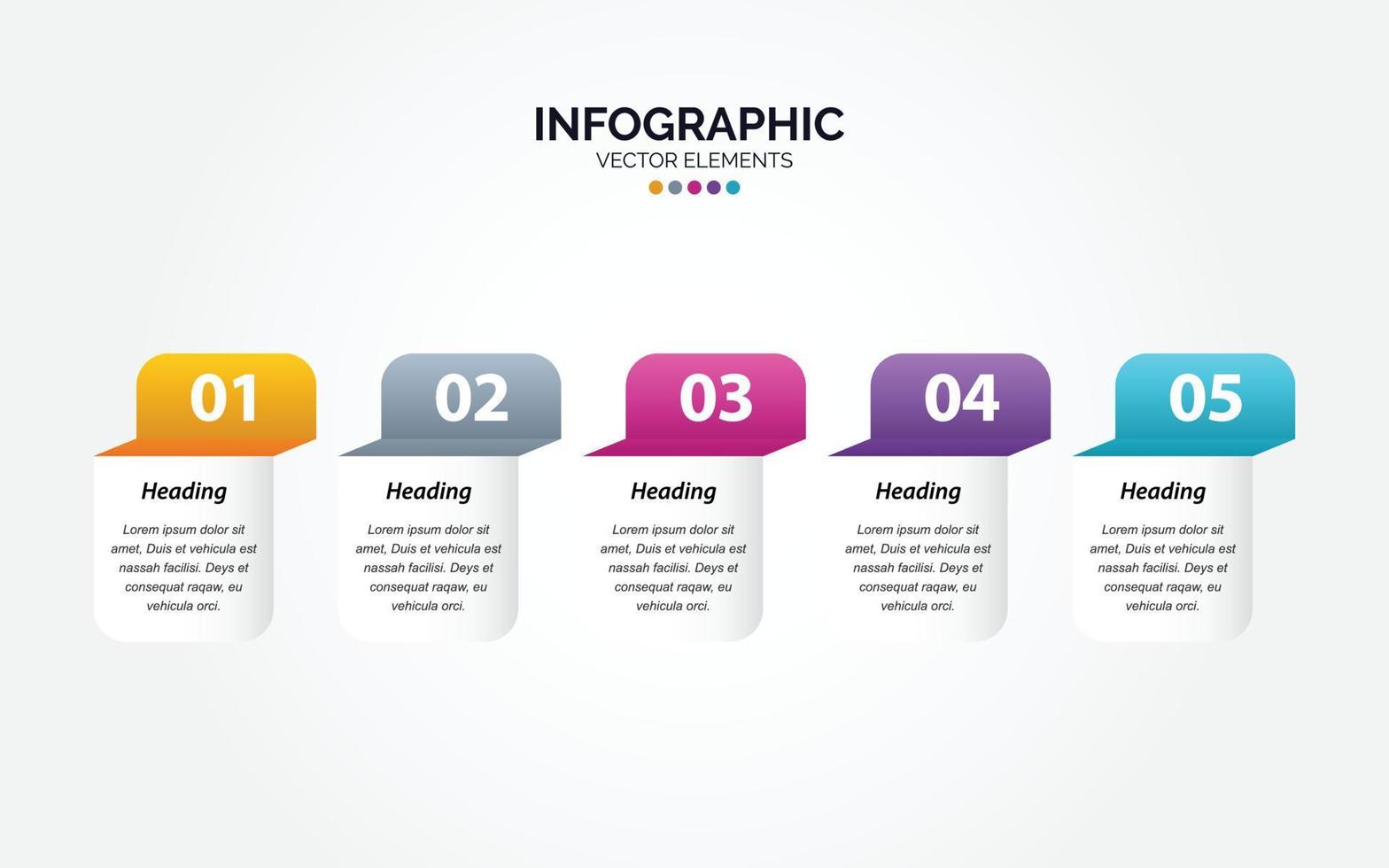 plantilla de gráfico de línea de tiempo de negocios infografía horizontal 5 pasos ilustración vectorial vector