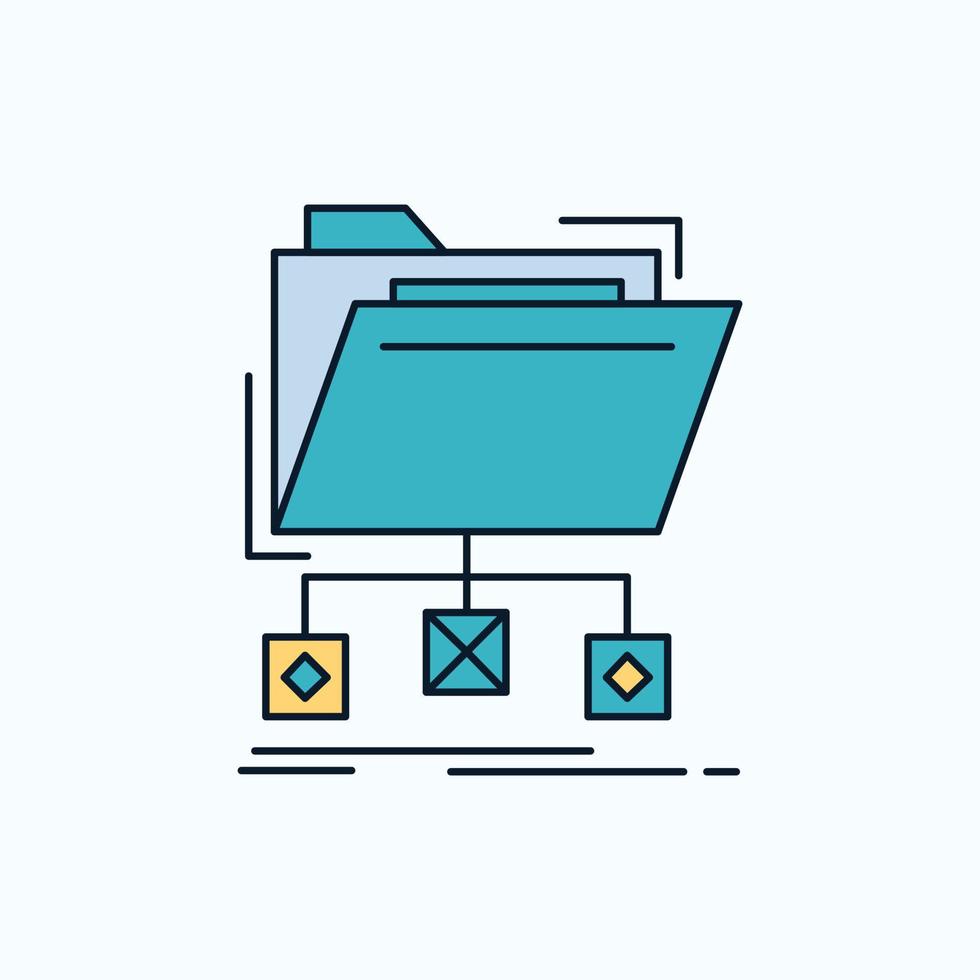 backup. data. files. folder. network Flat Icon. green and Yellow sign and symbols for website and Mobile appliation. vector illustration
