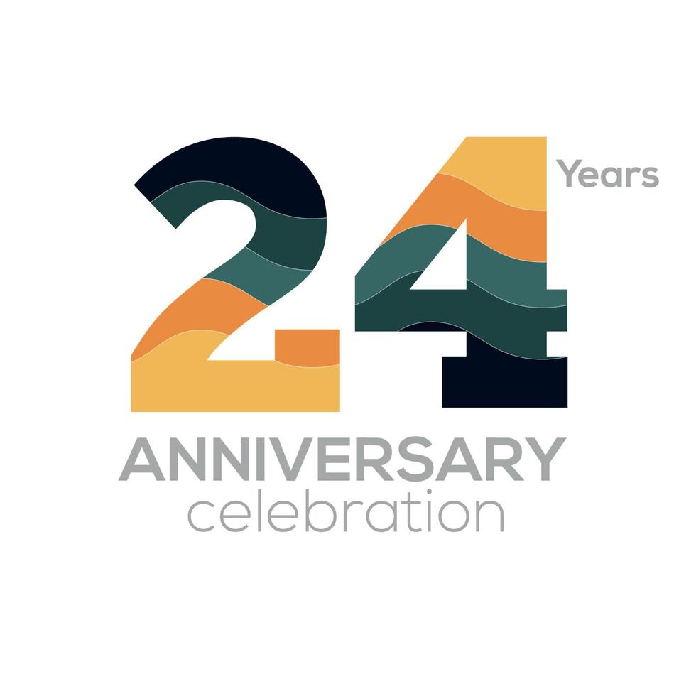 24th Anniversary Logo Design, Number 24 Icon Vector Template.Minimalist Color Palettes
