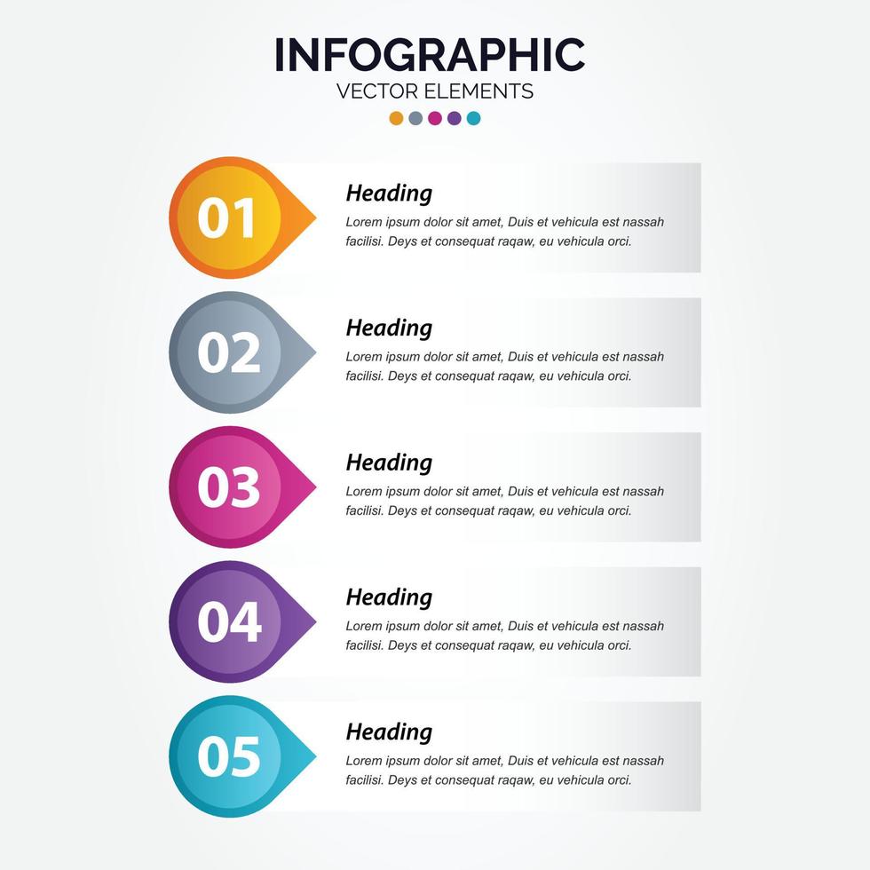 Vector Vertical Infographic arrow design with 5 options or steps. Vertical Infographic for business concept
