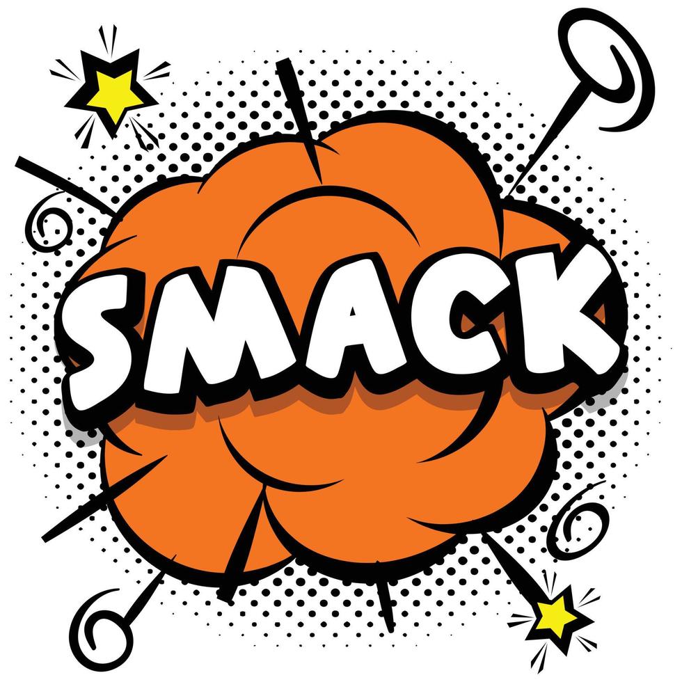 Smack comic plantilla brillante con burbujas de discurso en marcos coloridos vector