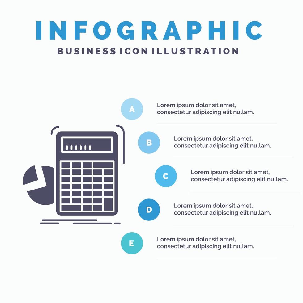 calculadora. cálculo. Matemáticas. Progreso. plantilla de infografía gráfica para sitio web y presentación. icono de glifo gris con ilustración de vector de estilo infográfico azul.