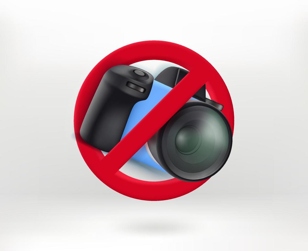 No photo concept with digital camera icon. 3d vector illustration