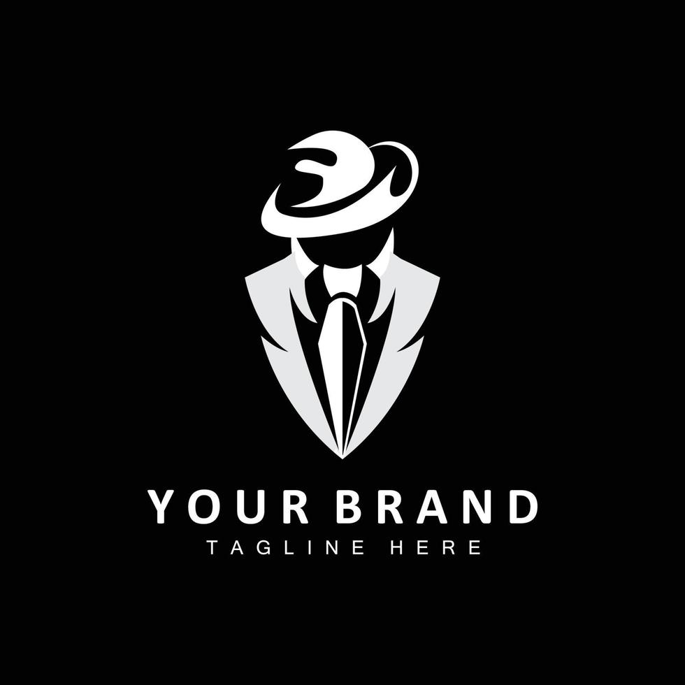 Mafia Logo Design, Tuxedo Suit Icon, Vector Businessman, Logo Detective, Brand Label