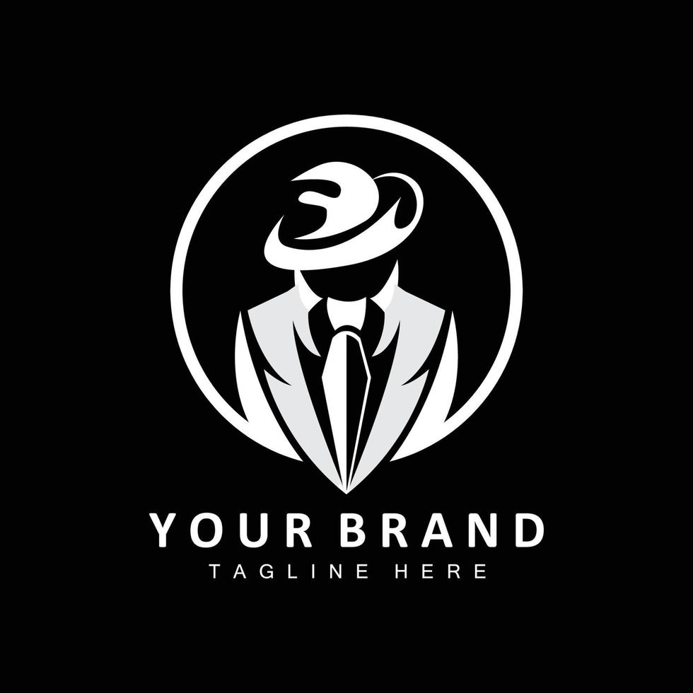 Mafia Logo Design, Tuxedo Suit Icon, Vector Businessman, Logo Detective, Brand Label