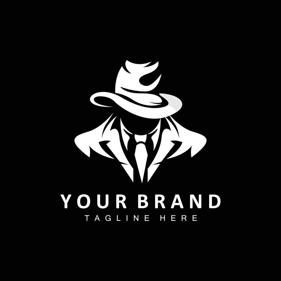 Mafia Logo Design, Tuxedo Suit Icon, Vector Businessman, Logo Detective, Brand Label