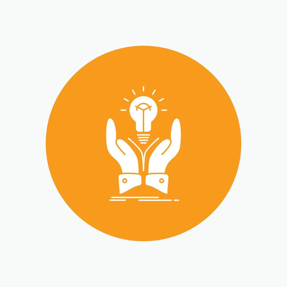 idea. ideas. creative. share. hands White Glyph Icon in Circle. Vector Button illustration