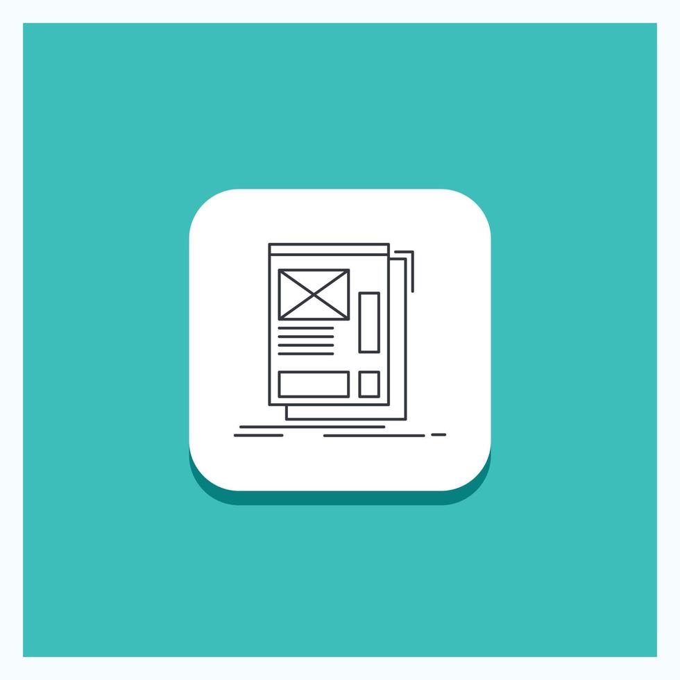 Round Button for wire. framing. Web. Layout. Development Line icon Turquoise Background vector