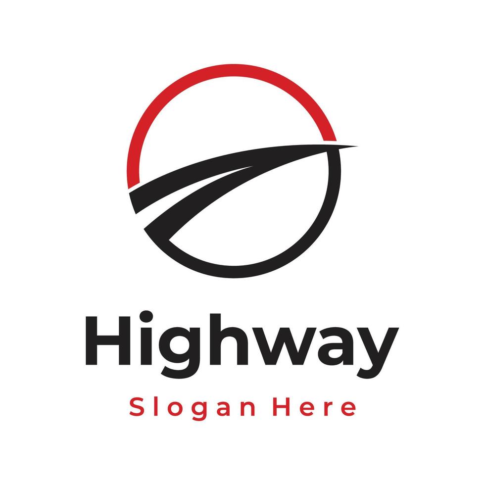 Logo design template highway, asphalt road route, traffic.Logo can be for business, sign, company. vector