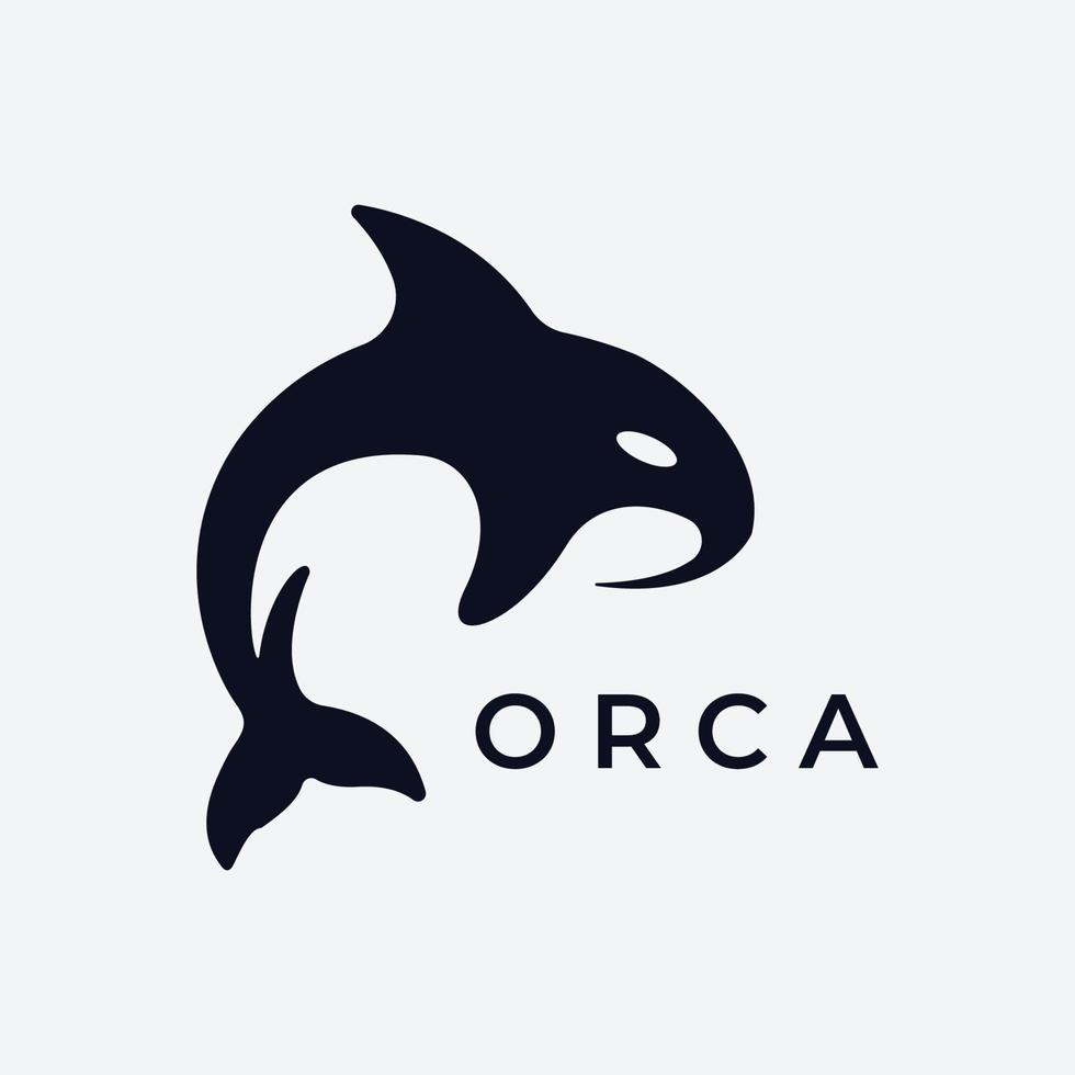 Simple black orca whale animal template logo creative design. Killer underwater animal. Logo for business, identity and branding. vector