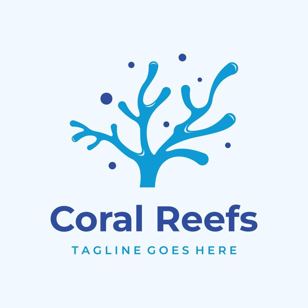 hermoso y colorido diseño creativo del logotipo de arrecife de coral natural bajo el agua. Arrecifes de coral para hábitat de peces. vector