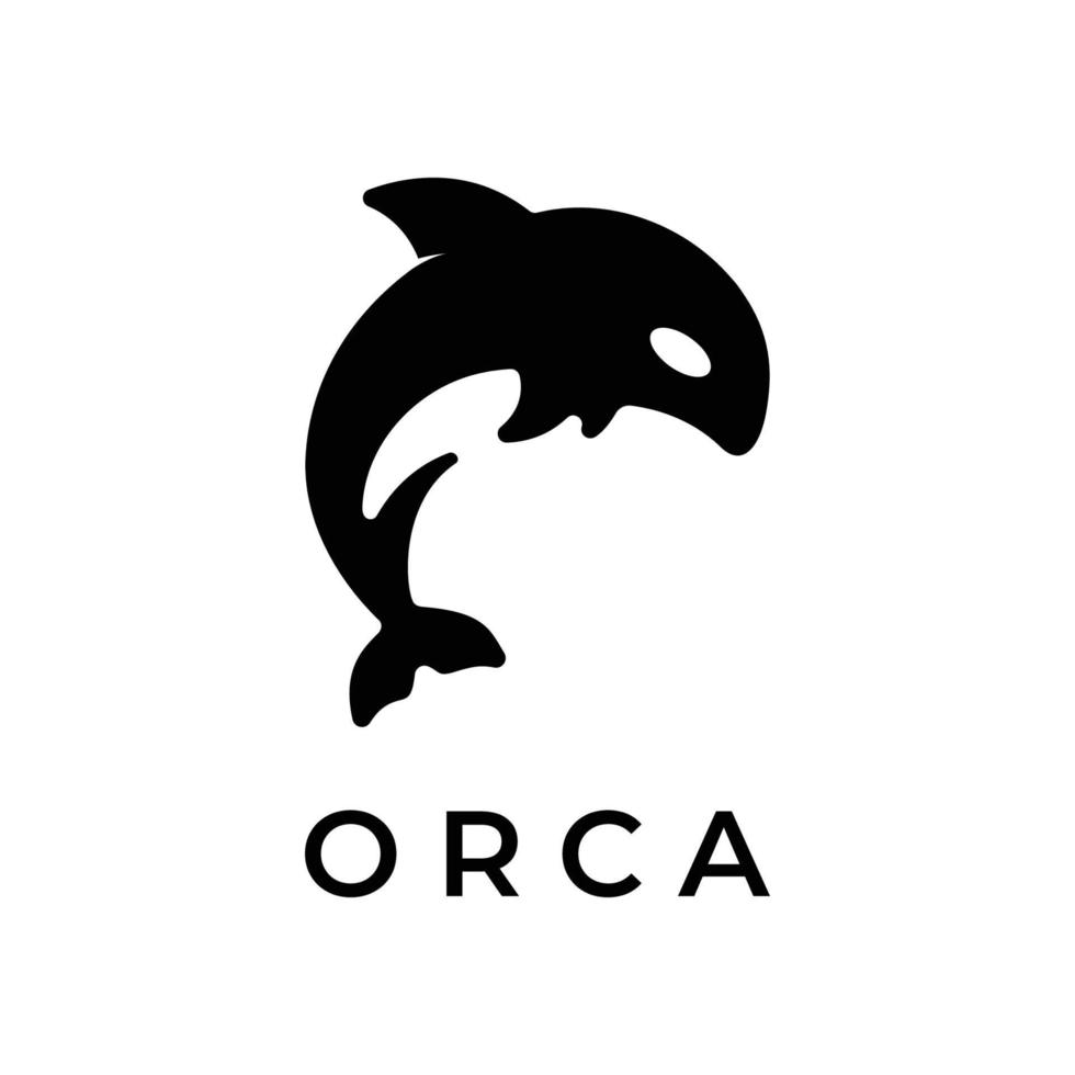 Simple black orca whale animal template logo creative design. Killer underwater animal. Logo for business, identity and branding. vector