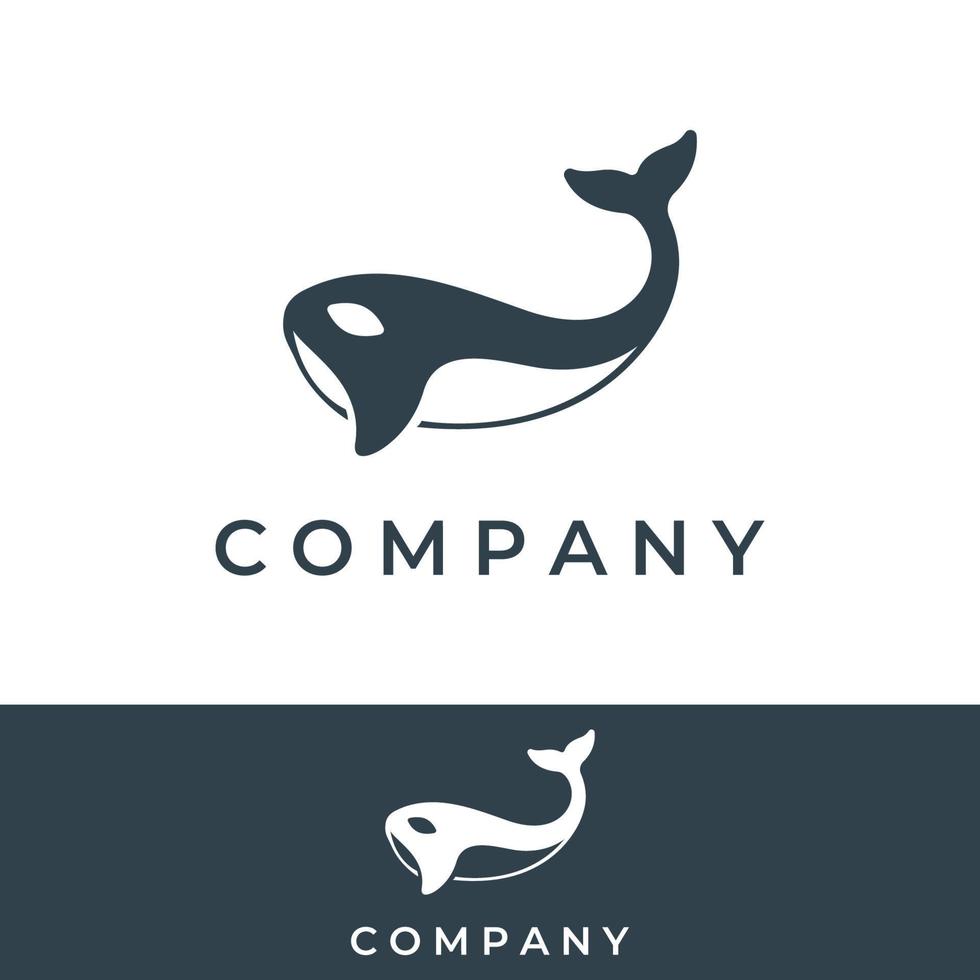 Simple black orca whale animal template logo creative design. Killer underwater animal. Logo for business, identity and branding. vector