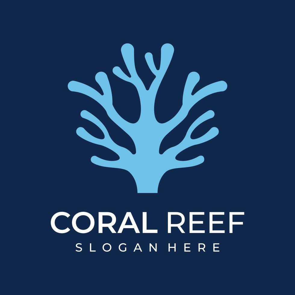 hermoso y colorido diseño creativo del logotipo de arrecife de coral natural bajo el agua. Arrecifes de coral para hábitat de peces. vector