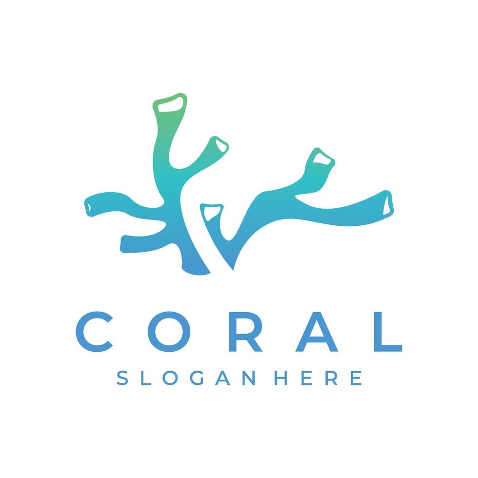 Beautiful colorful underwater natural coral reef logo creative design. Coral reefs for fish habitat. vector