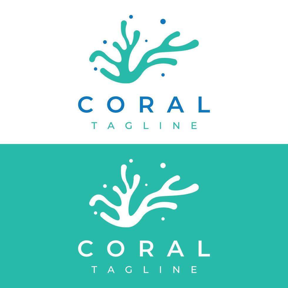 Beautiful colorful underwater natural coral reef logo creative design. Coral reefs for fish habitat. vector