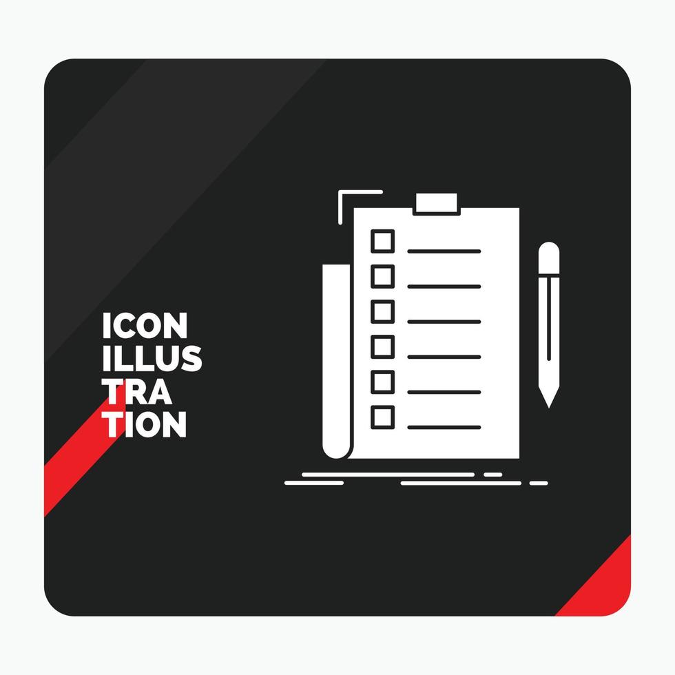 Red and Black Creative presentation Background for expertise. checklist. check. list. document Glyph Icon vector
