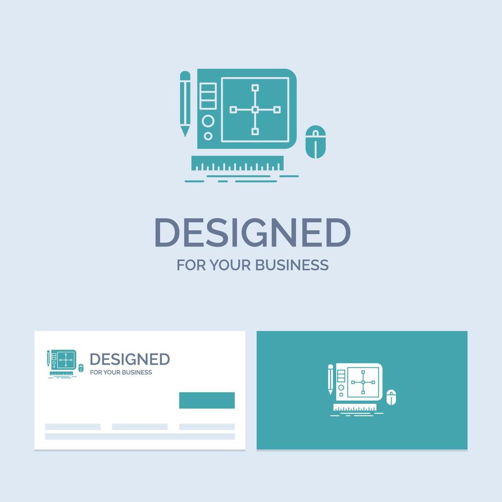 design. Graphic. Tool. Software. web Designing Business Logo Glyph Icon Symbol for your business. Turquoise Business Cards with Brand logo template. vector