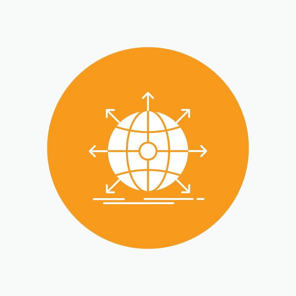 business. global. international. network. web White Glyph Icon in Circle. Vector Button illustration