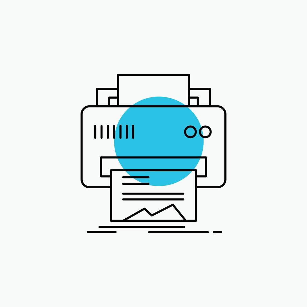 Digital. printer. printing. hardware. paper Line Icon vector