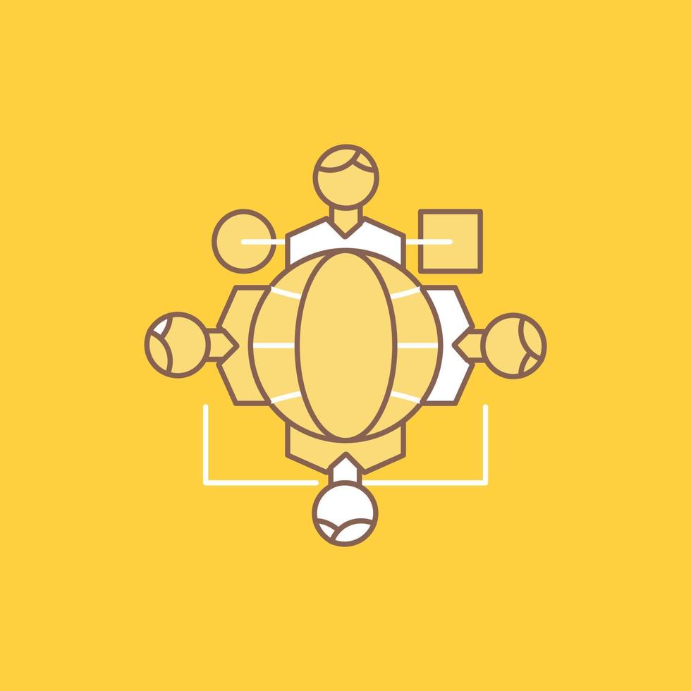 Function. instruction. logic. operation. meeting Flat Line Filled Icon. Beautiful Logo button over yellow background for UI and UX. website or mobile application vector