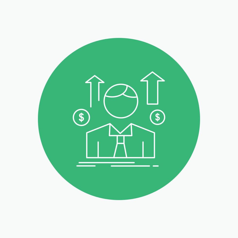 Business. man. avatar. employee. sales man White Line Icon in Circle background. vector icon illustration