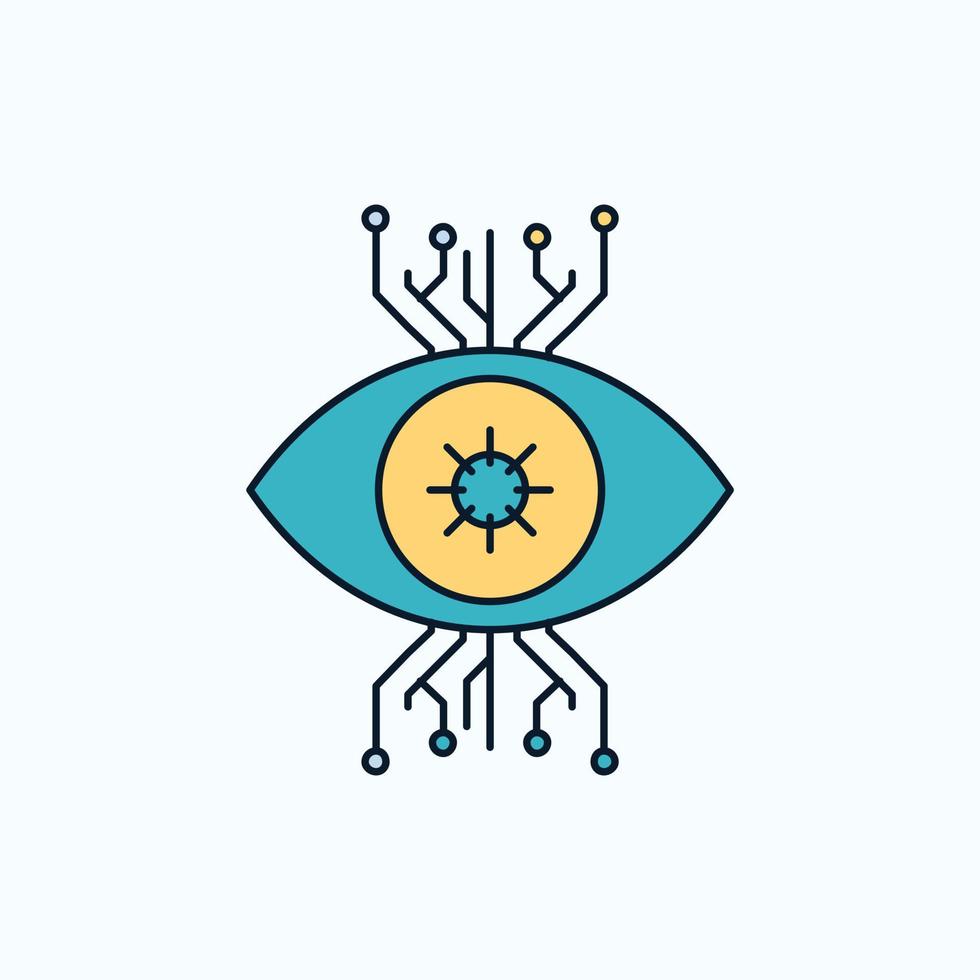 Infrastructure. monitoring. surveillance. vision. eye Flat Icon. green and Yellow sign and symbols for website and Mobile appliation. vector illustration
