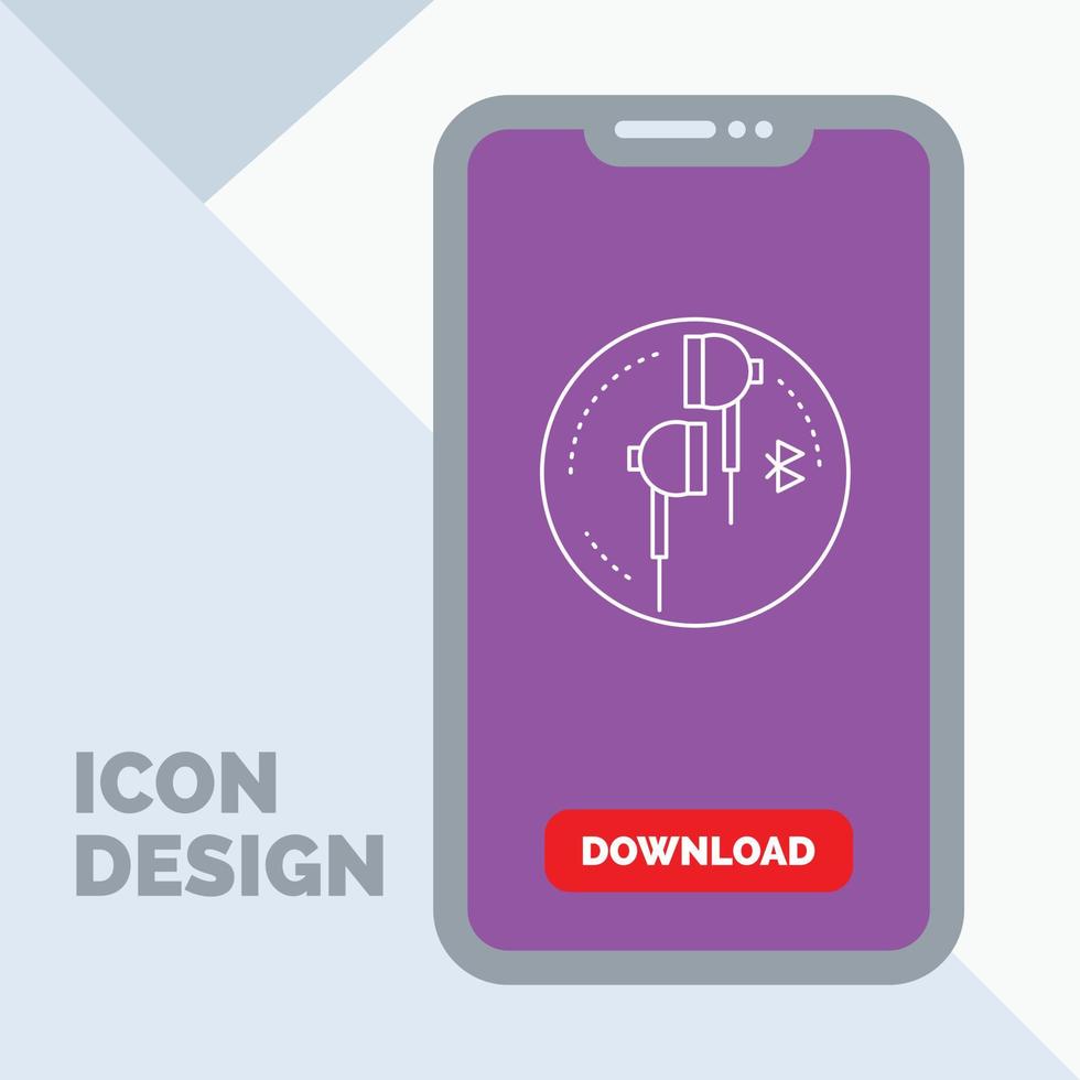 Headphone. ear. phone. bluetooth. music Line Icon in Mobile for Download Page vector