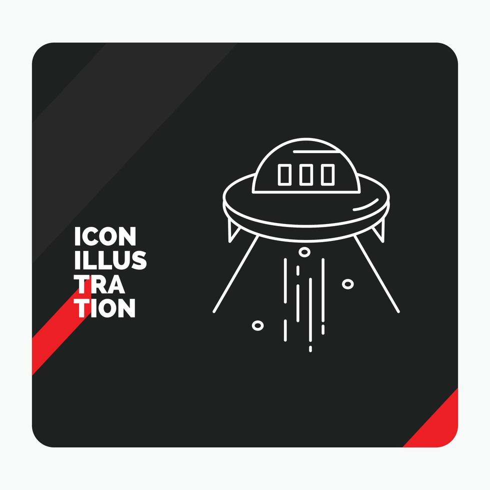 fondo de presentación creativa rojo y negro para nave espacial. espacio. Embarcacion. cohete. icono de línea alienígena vector