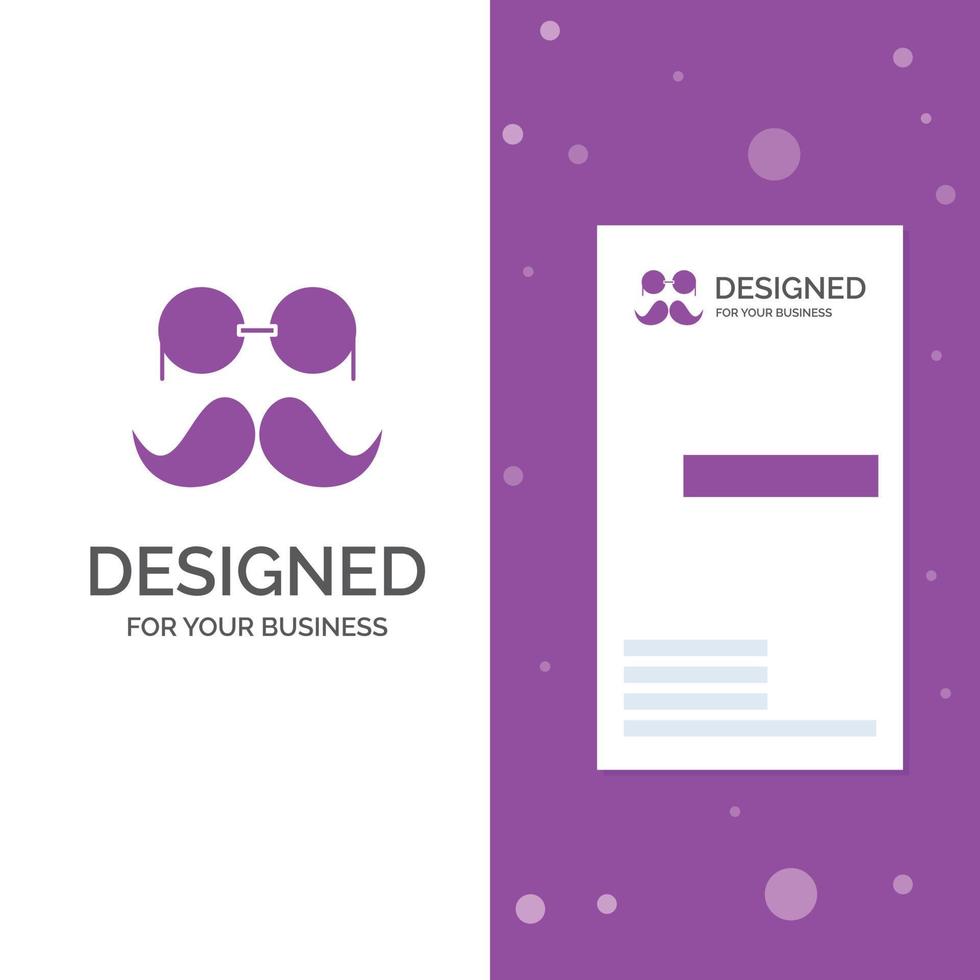 Business Logo for moustache. Hipster. movember. glasses. men. Vertical Purple Business .Visiting Card template. Creative background vector illustration