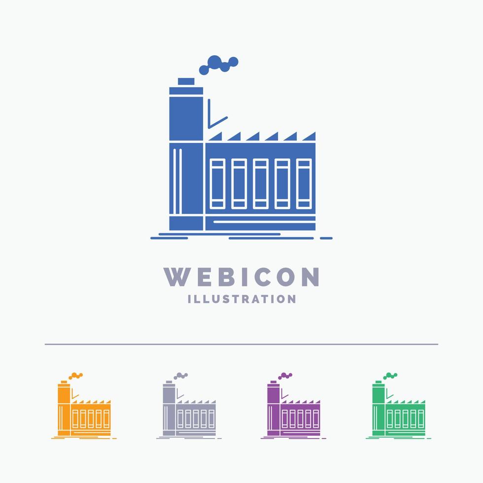 Factory. industrial. industry. manufacturing. production 5 Color Glyph Web Icon Template isolated on white. Vector illustration