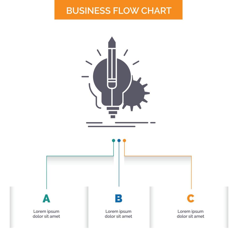 Idea. insight. key. lamp. lightbulb Business Flow Chart Design with 3 Steps. Glyph Icon For Presentation Background Template Place for text. vector