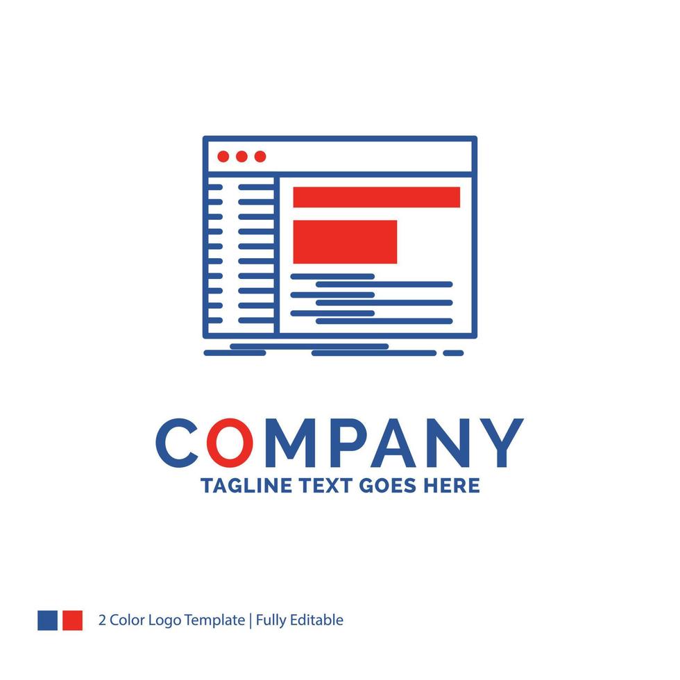 Company Name Logo Design For Admin. console. panel. root. software. Blue and red Brand Name Design with place for Tagline. Abstract Creative Logo template for Small and Large Business. vector