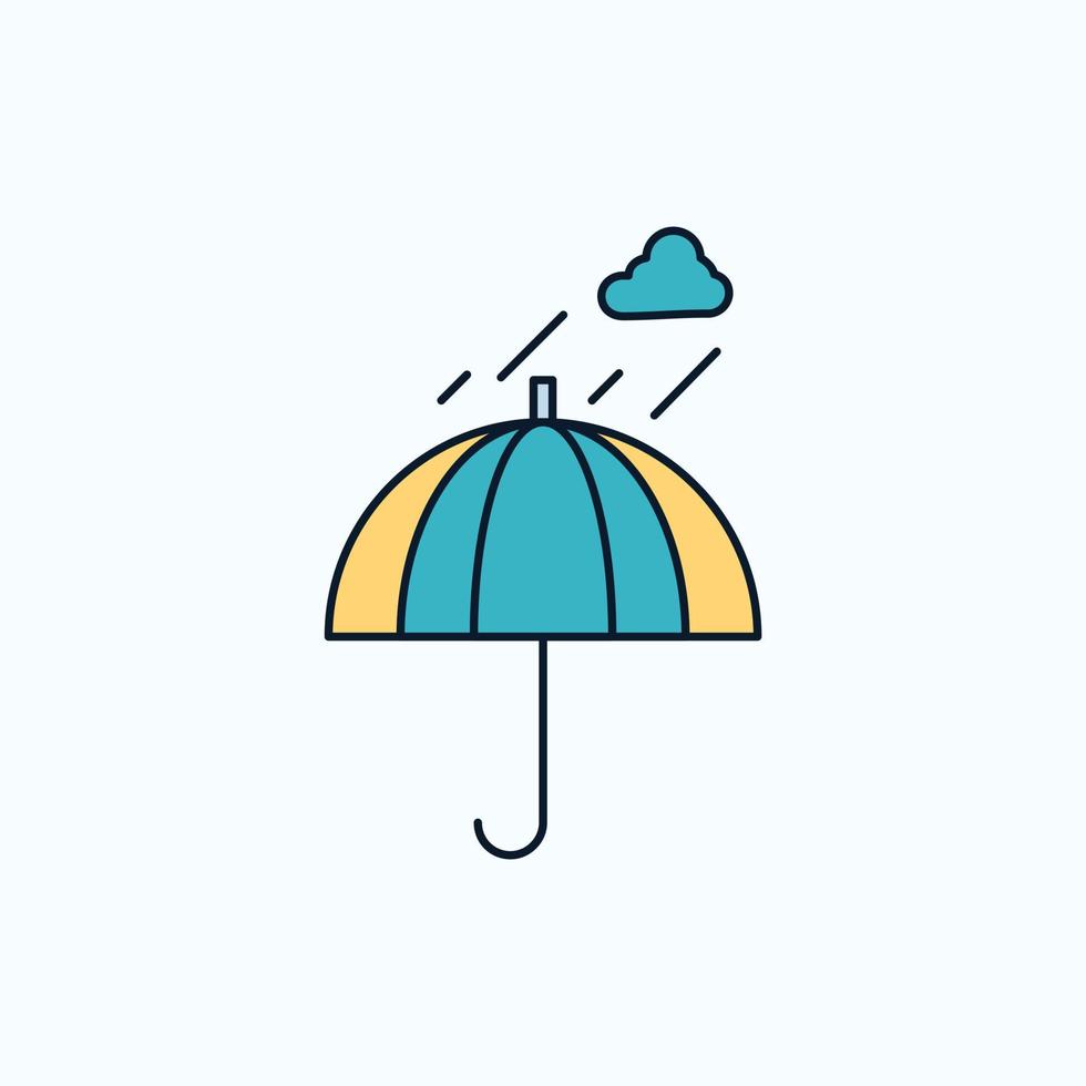 sombrilla. cámping. lluvia. la seguridad. icono plano del tiempo. signo y símbolos verdes y amarillos para el sitio web y la aplicación móvil. ilustración vectorial vector