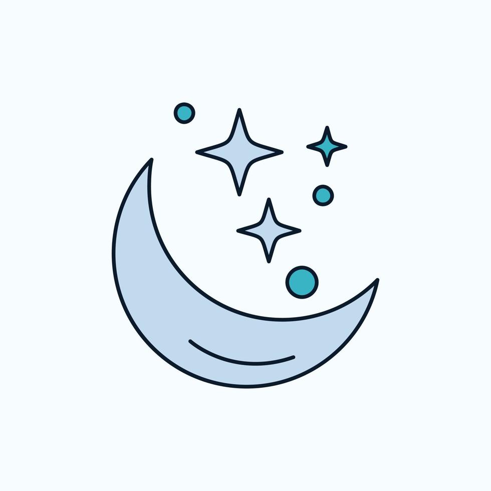 Moon. Night. star. weather. space Flat Icon. green and Yellow sign and symbols for website and Mobile appliation. vector illustration