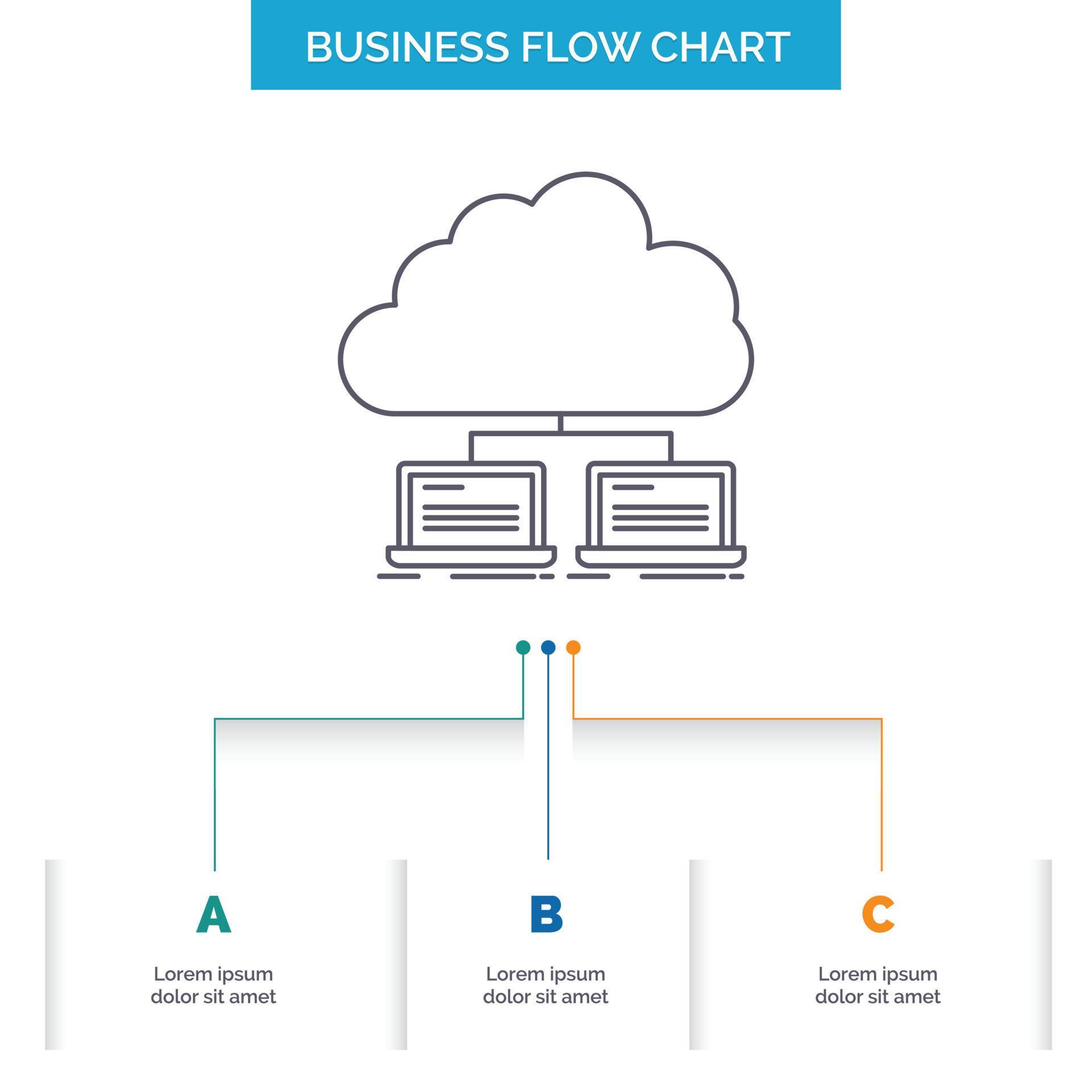 cloud. network. server. internet. data Business Flow Chart Design with