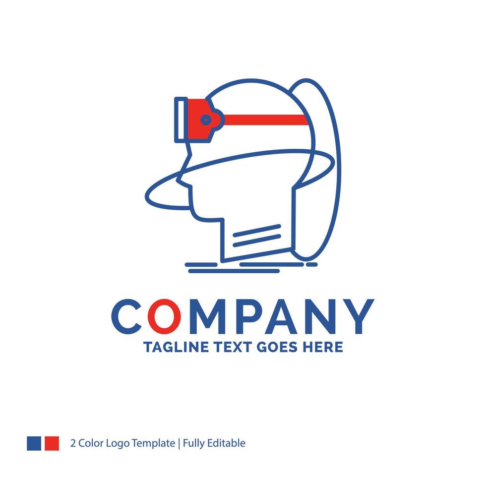 Company Name Logo Design For human. man. reality. user. virtual. vr. Blue and red Brand Name Design with place for Tagline. Abstract Creative Logo template for Small and Large Business. vector