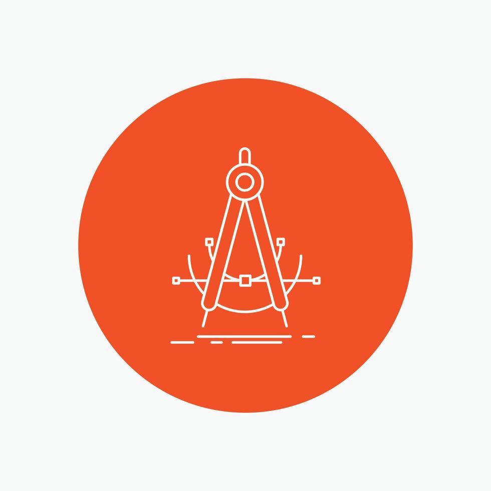 Precision. accure. geometry. compass. measurement White Line Icon in Circle background. vector icon illustration