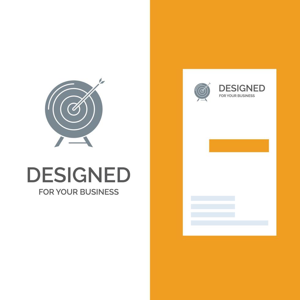 Target Aim Archive Business Goal Mission Success Grey Logo Design and Business Card Template vector