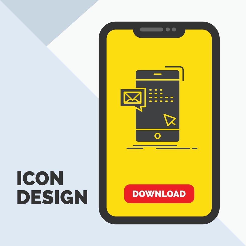 bulk. dialog. instant. mail. message Glyph Icon in Mobile for Download Page. Yellow Background vector
