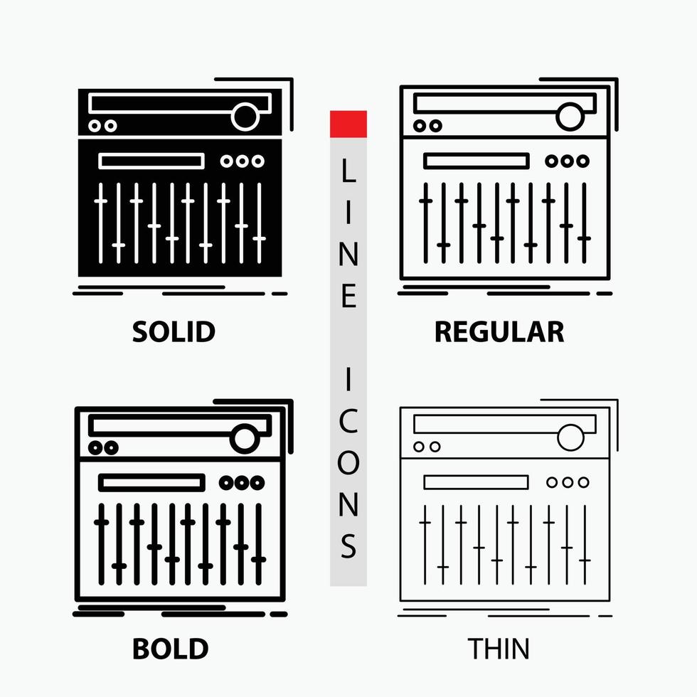 Control. controller. midi. studio. sound Icon in Thin. Regular. Bold Line and Glyph Style. Vector illustration