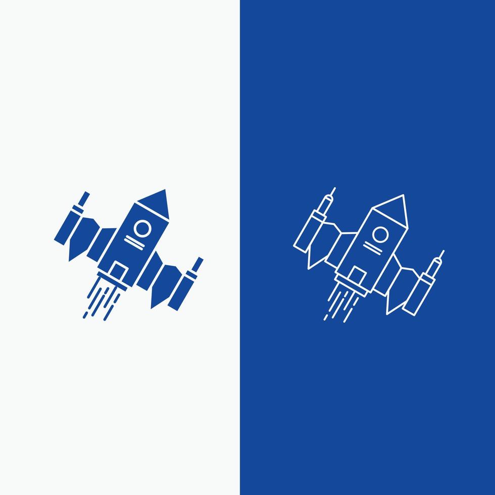 spacecraft. spaceship. ship. space. alien Line and Glyph web Button in Blue color Vertical Banner for UI and UX. website or mobile application vector