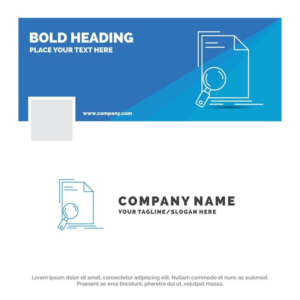 Blue Business Logo Template for Analysis. document. file. find. page. Facebook Timeline Banner Design. vector web banner background illustration