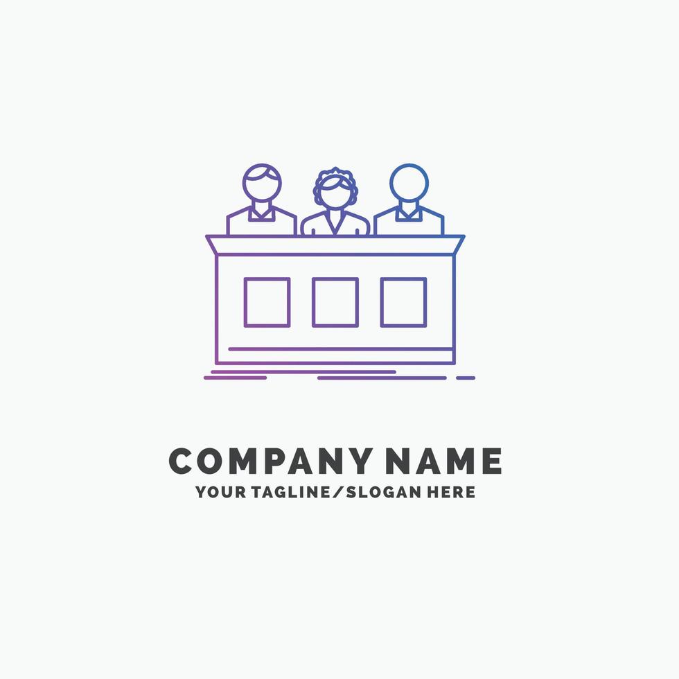 competition. contest. expert. judge. jury Purple Business Logo Template. Place for Tagline vector
