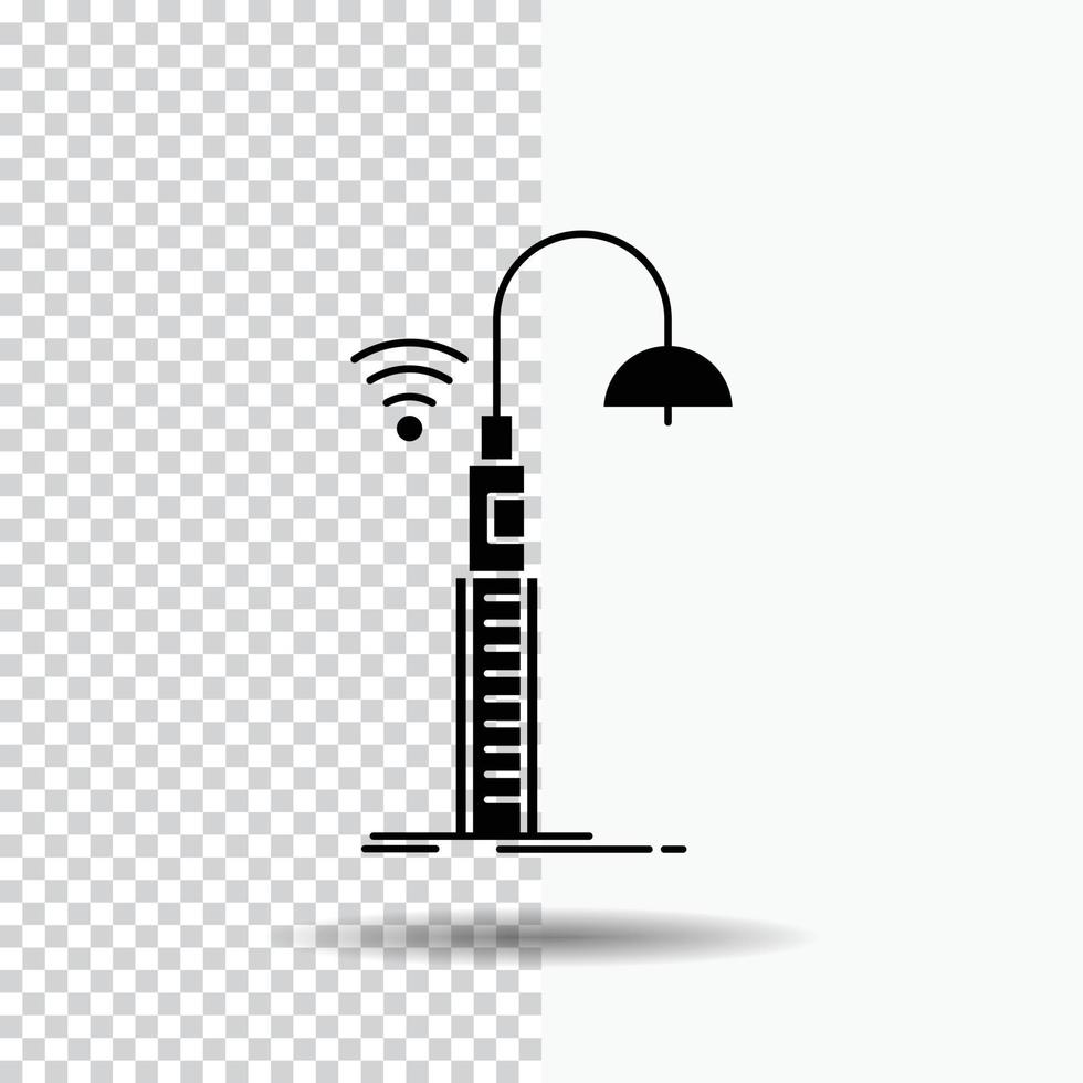 lights. street. wifi. smart. technology Glyph Icon on Transparent Background. Black Icon vector