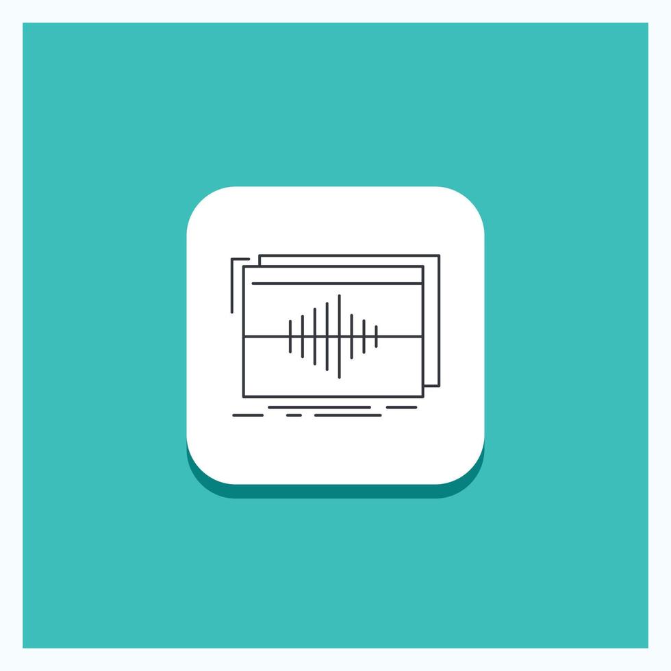 Round Button for Audio. frequency. hertz. sequence. wave Line icon Turquoise Background vector