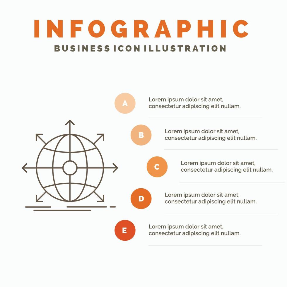 business. global. international. network. web Infographics Template for Website and Presentation. Line Gray icon with Orange infographic style vector illustration