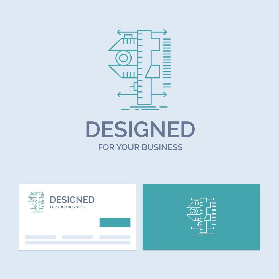 measure. caliper. calipers. physics. measurement Business Logo Line Icon Symbol for your business. Turquoise Business Cards with Brand logo template vector