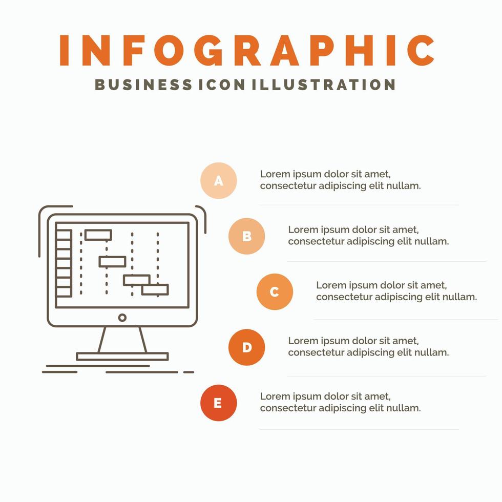 capazton solicitud. grajilla. digital. plantilla de infografía secuenciador para sitio web y presentación. icono de línea gris con ilustración de vector de estilo infográfico naranja