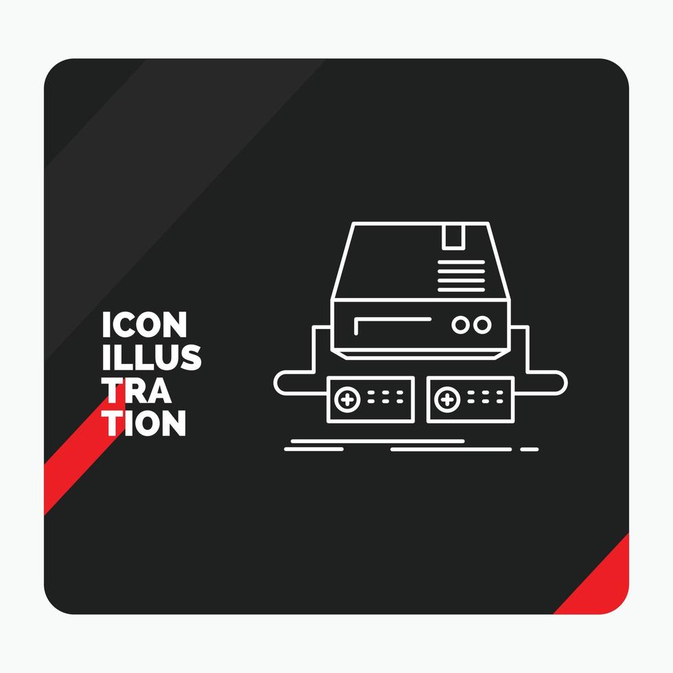 Red and Black Creative presentation Background for Console. game. gaming. pad. drive Line Icon vector